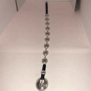 Tony Lama Silver Concho Black Leather Western Belt Size 34 USA Made Vtg 5073L